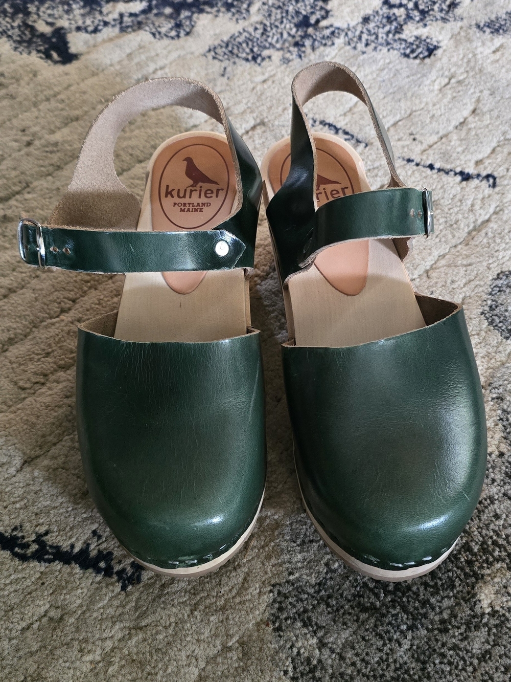 Kurier Green Leather Clog Mules